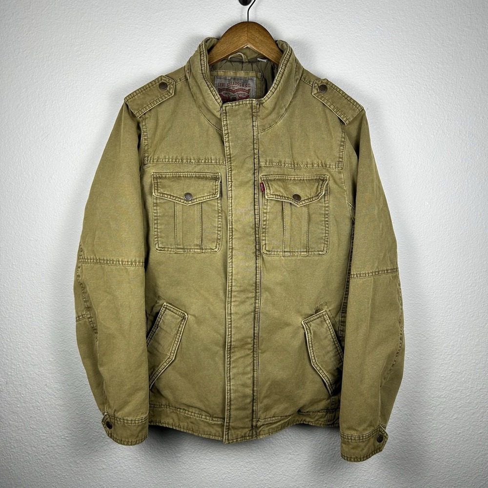 Levi's Field Jacket Mens Medium Quilted Vintage Olive Green Army USA Workwear